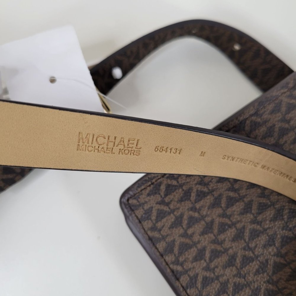 New - MICHAEL KORS Belt Bag with Pull Chain Chocolate Size M - Picture 15 of 16